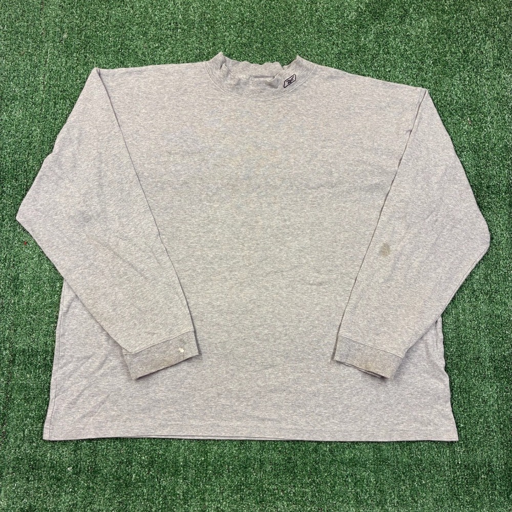 Y2K Reebok Long Sleeve T-shirt Grey Mock Neck